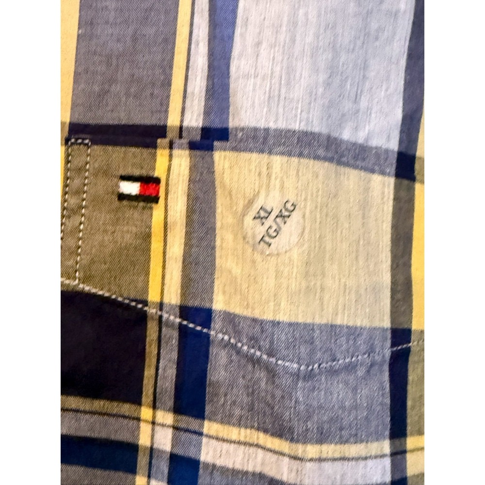 Tommy Hilfiger Men's XL Plaid Button-Down Shirt Yellow Blue‎ Cotton - Picture 2 of 10
